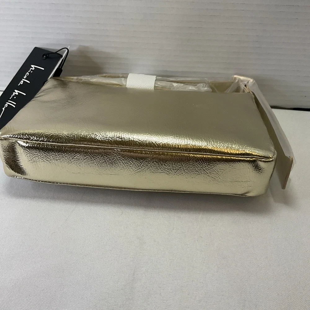 Nicole Miller Gold Vegan Leather Handbag Shoulder Bag NWT‎ $60